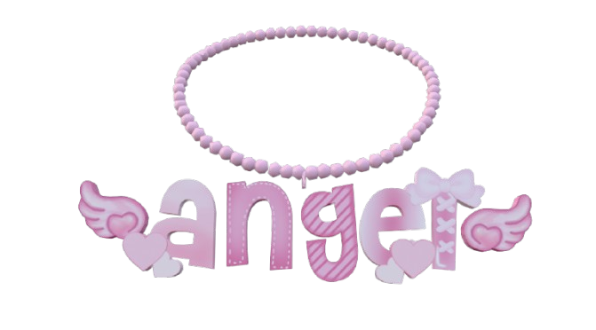 Custom bubble-letter name necklace reading angel